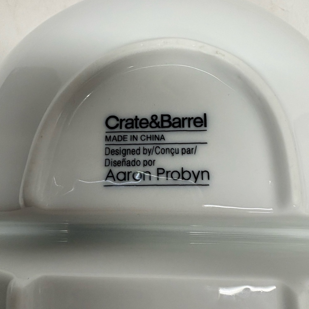 Crate & Barrel White Ceramic Divided Serving Bowl - Home Dining - Picture 6 of 6